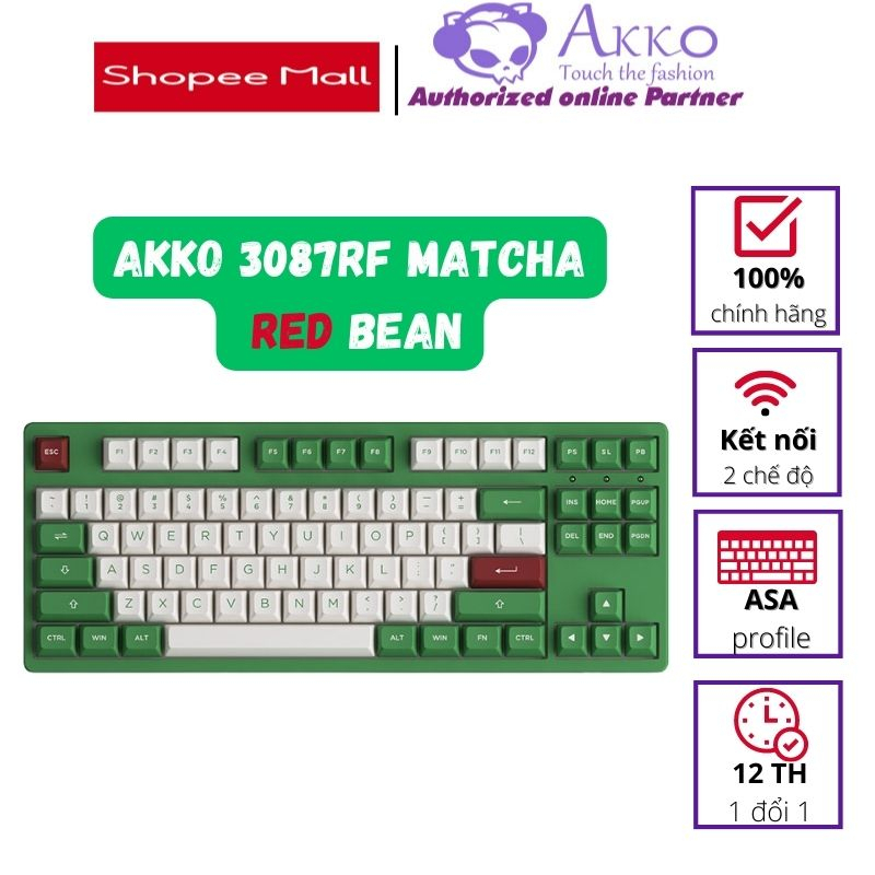 Bàn phím cơ AKKO 3087 RF Matcha Red Bean (2.4Ghz / AKKO sw v3)