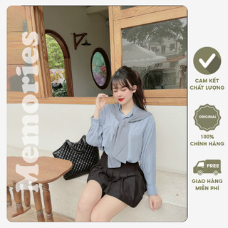 Áo sơ mi nữ phối khăn thời trang Sơ mi nữ tay dài cao cấp - Memories