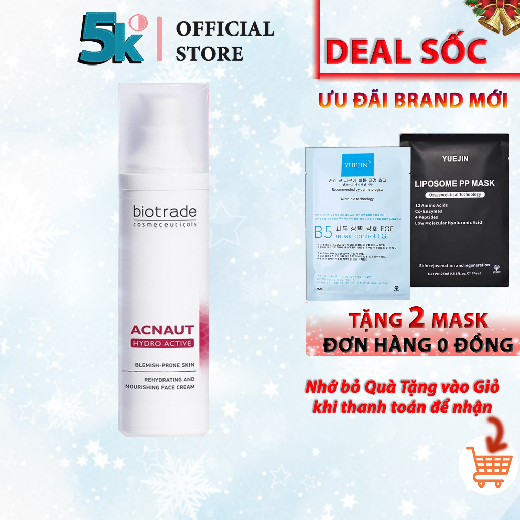 Kem dưỡng ẩm Biotrade Acnaut Hydro Active Cream cho da hỗn hợp, da dầu mụn 60ml