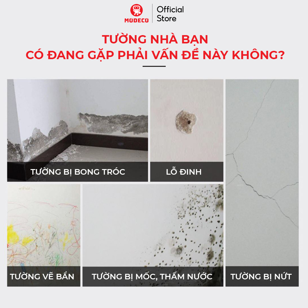 Keo Vá Tường Chống Thấm Modeco 250g - Trám Trét Vết Nứt Khe Hở Tưởng, Làm Sạch Vết Vẽ Tường, Nhanh Khô, An Toàn, Dễ Dùng