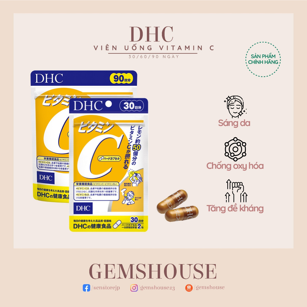 (HÀNG CHÍNH HÃNG) VIÊN UỐNG BỔ SUNG VITAMIN C DHC