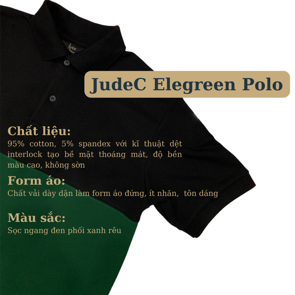 Áo Polo Nam JudeC Elegreen  vải cá sấu cotton cao cấp, trẻ trung, sang trọng