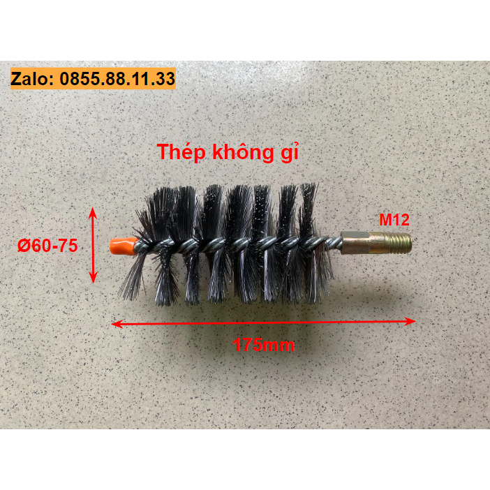 Chổi thông ống đuôi chồn / Cước vệ sinh lò hơi - Thép / Thau - Ø25-100mm