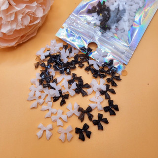Set charm nơ bột mix trắng đen
