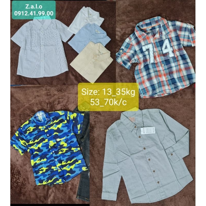 Áo Somi Bé Trai Ngắn Tay Dài Tay Sz 13_35kg