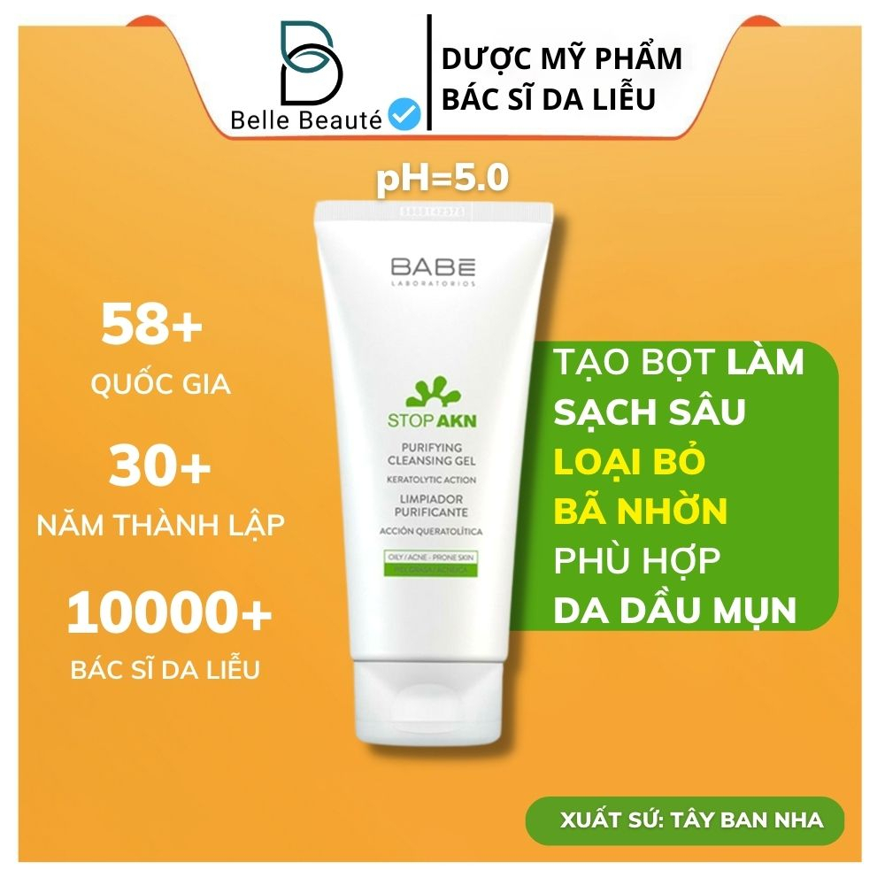 Sữa Rửa Mặt BABE - BABÉ Stop Akn Purifying Cleansing Gel Cho Da Dầu Mụn 200ml | BigBuy360 - bigbuy360.vn