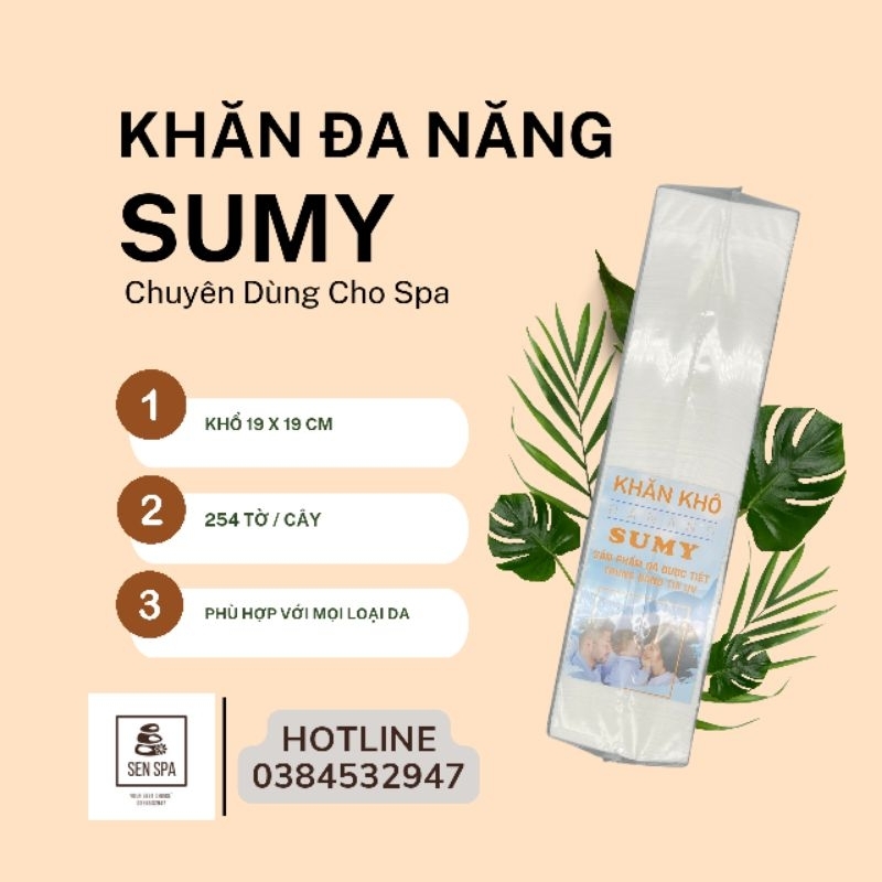 Khăn lau mặt spa Sumy (254 tờ/cây) chuyên dùng cho spa, thẩm mỹ viện
