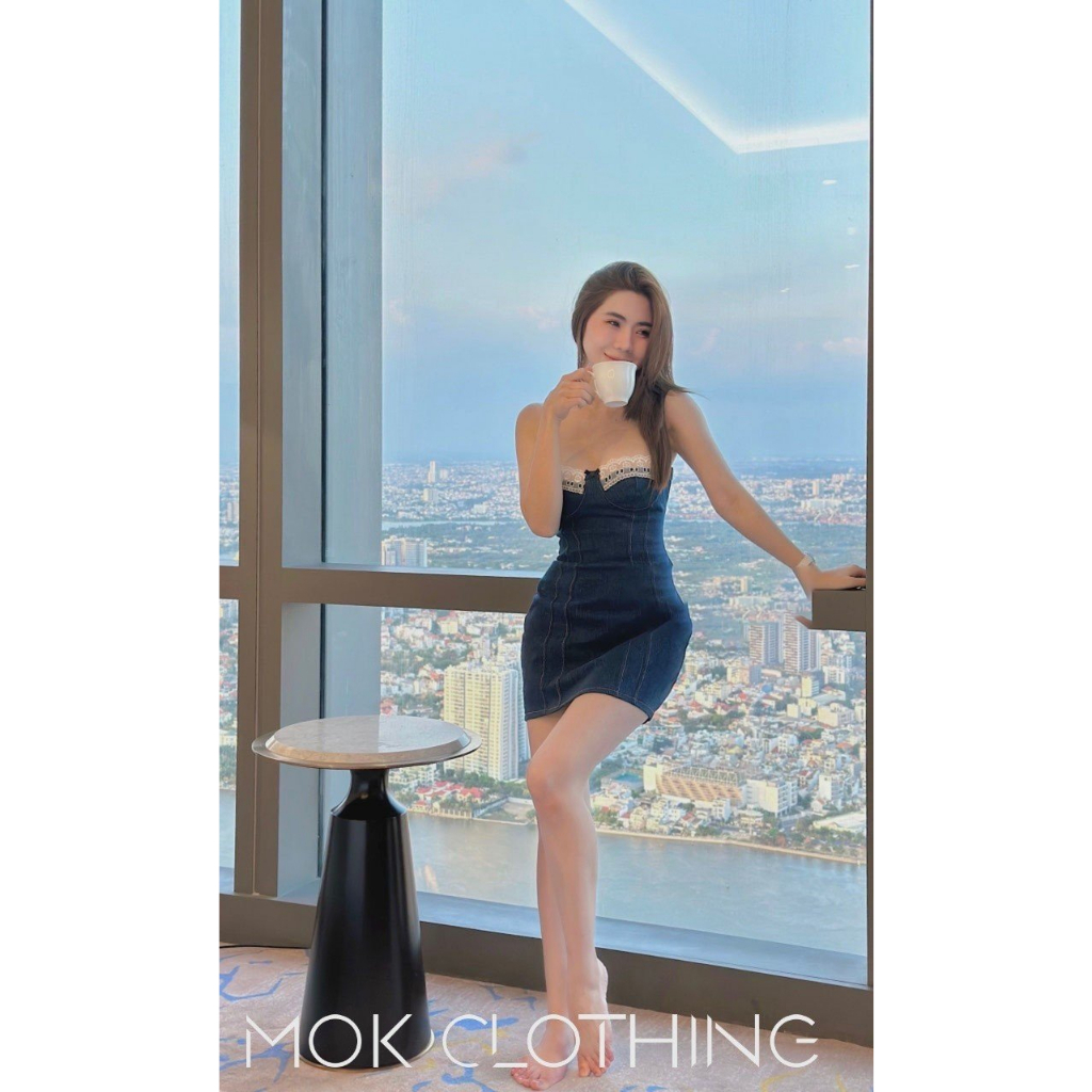 Đầm váy nữ ngắn body hai dây cổ ren hở lưng phong cách hàn quốc đi du lịch siêu sang chảnh sexy