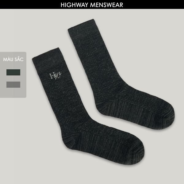 Tất Cotton cao cổ thêu logo Highway