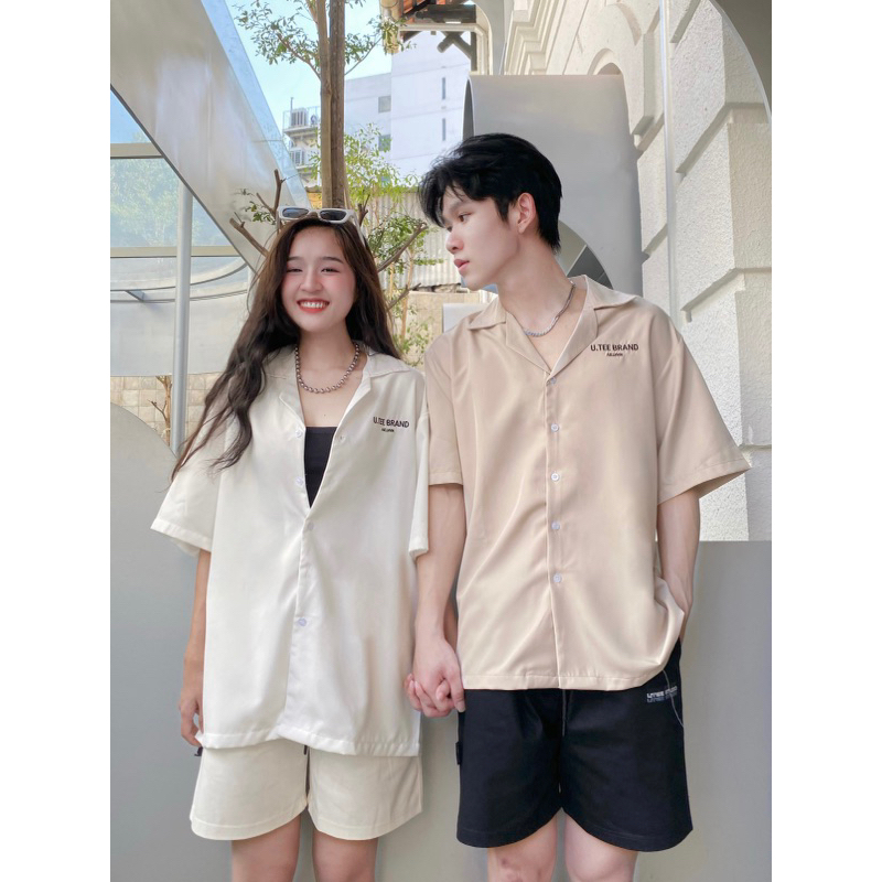 Áo Sơ Mi Cổ Vest Unisex Oversize U.TEE BRAND Basic Cuban Shirt Form Rộng Tay Lỡ