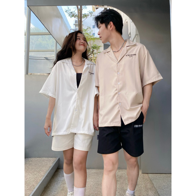 Áo Sơ Mi Cổ Vest Unisex Oversize U.TEE BRAND Basic Cuban Shirt Form Rộng Tay Lỡ