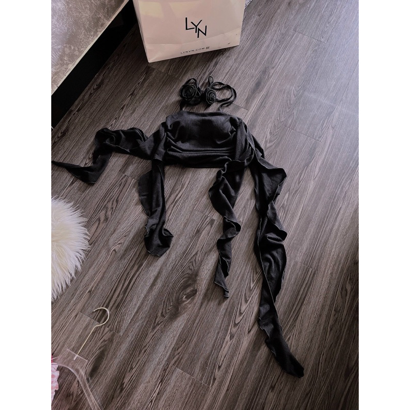 [FREESHIP - Sẵn mút] Áo yếm tầng đính hoa tua rua con mực dài cổ đính bông hoa siêu xinh hot hit