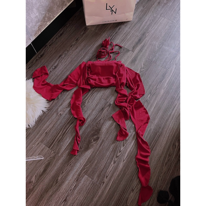 [FREESHIP - Sẵn mút] Áo yếm tầng đính hoa tua rua con mực dài cổ đính bông hoa siêu xinh hot hit