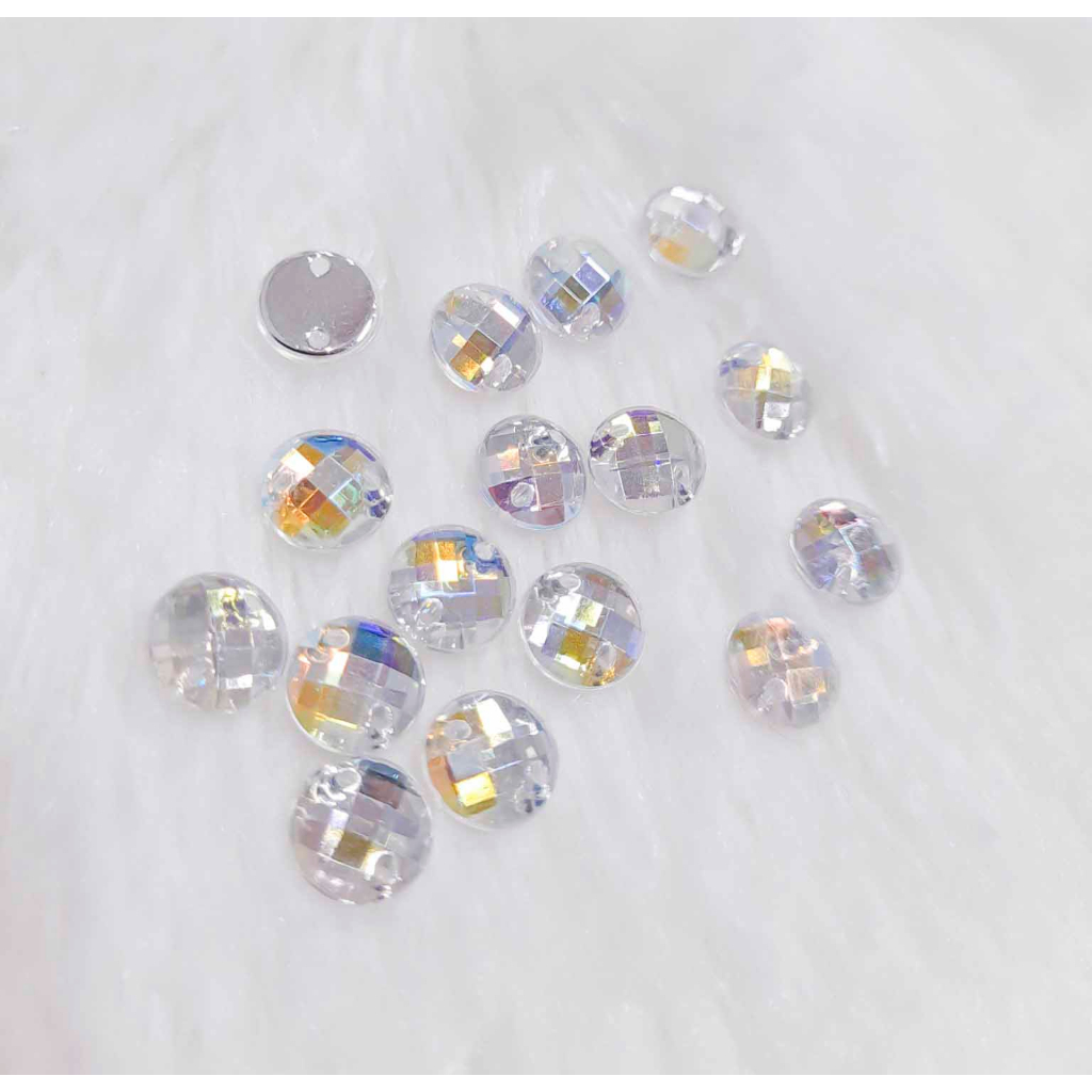 Hạt kết áo 3d tròn bạc nhiều giác lấp lánh đính áo siêu đẹp