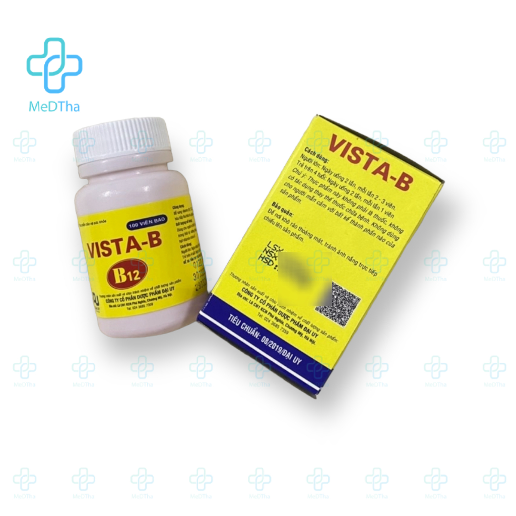 VISTA-B (B12) - Bổ Sung Vitamin B, Tăng Cường Chuyển Hoá Chất, Giảm Suy Nhược, Mệt Mỏi (Lọ 100 Viên) [Chính Hãng]