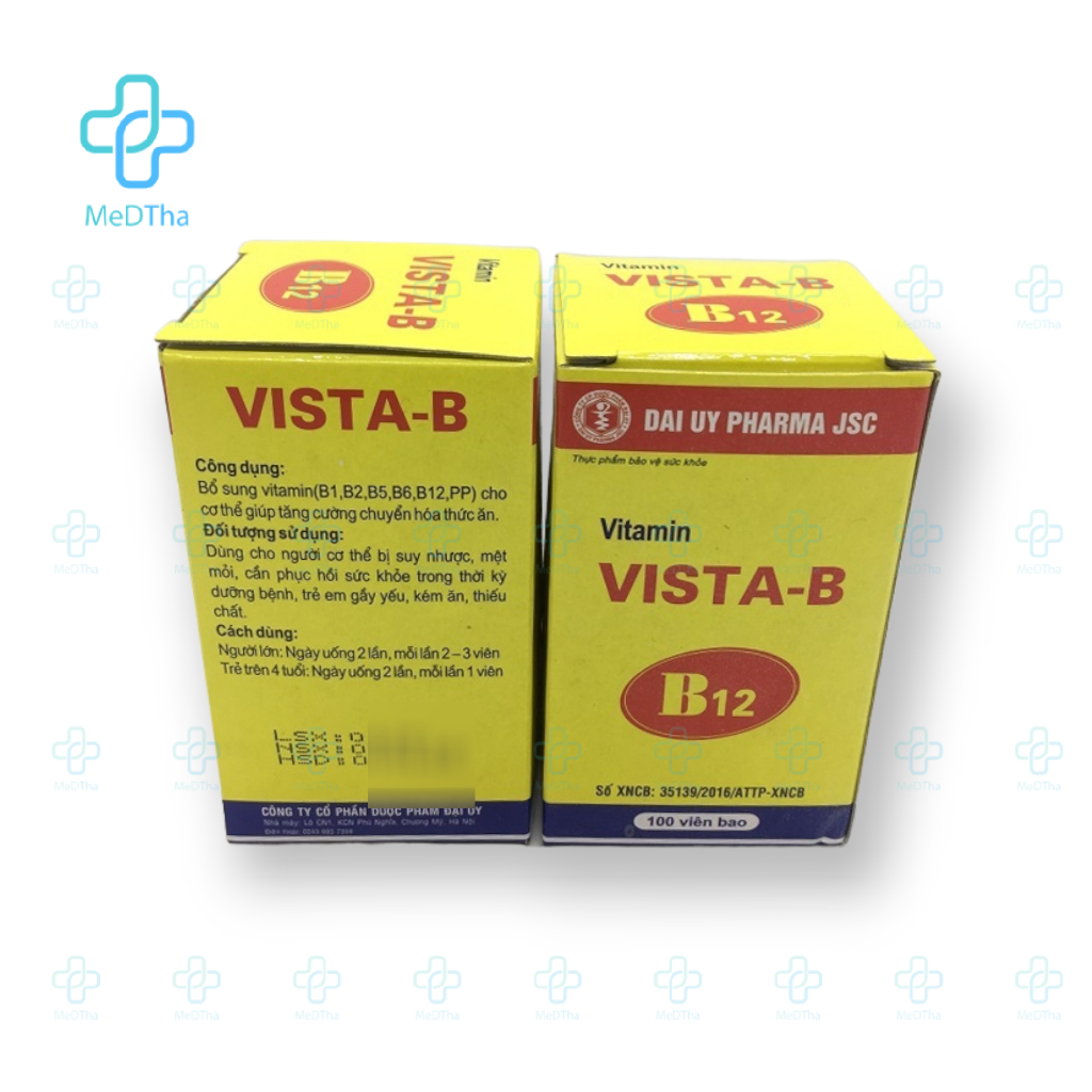 VISTA-B (B12) - Bổ Sung Vitamin B, Tăng Cường Chuyển Hoá Chất, Giảm Suy Nhược, Mệt Mỏi (Lọ 100 Viên) [Chính Hãng]