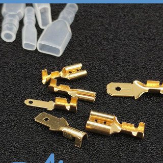 Set 10 Cái Cos loa -jack loa đồng thau kèm vỏ cách điện nhiều cỡ - cos đồng- đồng vàng- chân cắm loa đực cái 2.8 4.8 6.3