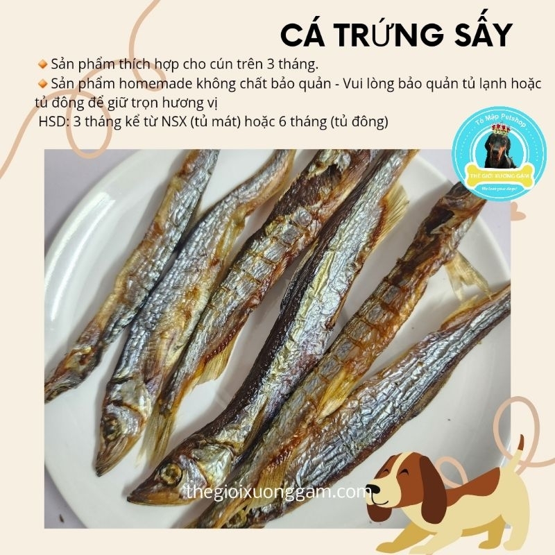 CÁ TRỨNG SẤY CHO CHÓ MÈO HEALTHY SNACK