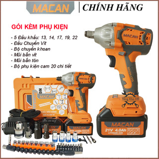 [ HÀNG NỘI ĐỊA ] Máy Siết Bulong MACAN 21Vf - Lực Siết Chuẩn 360Nm-3 tốc độ-Pin khủng 10 Cell-Động Cơ Không Chổi Than