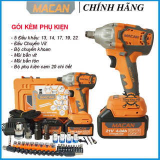 [ HÀNG NỘI ĐỊA ] Máy Siết Bulong MACAN 21Vf - Lực Siết Chuẩn 360Nm-3 tốc độ-Pin khủng 10 Cell-Động Cơ Không Chổi Than