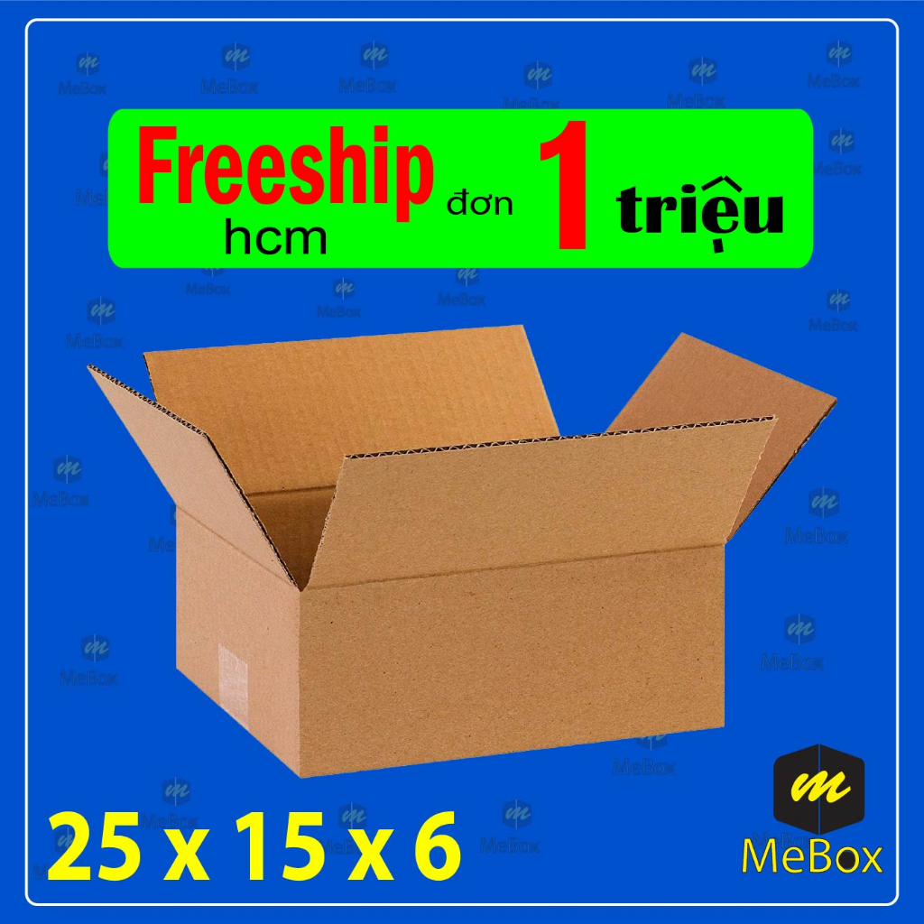 thùng hộp carton 25x15x6 bộ 50 xả kho