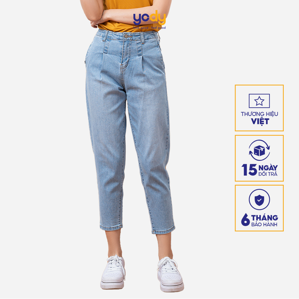 Quần jean baggy nữ YODY lưng cao co giãn tốt tôn dáng dáng basic QJN3076