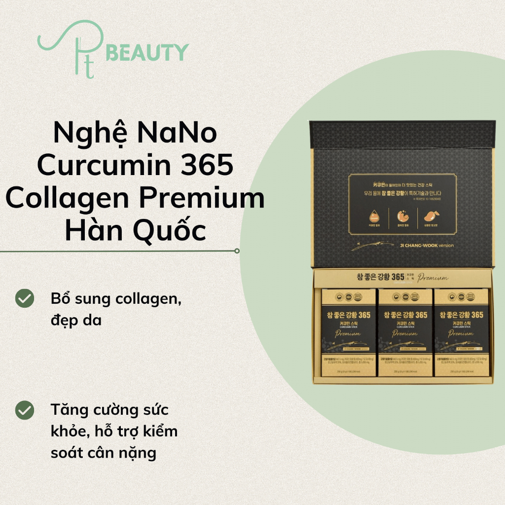 Thạch Nghệ NaNo Curcumin 365 Collagen Premium Hàn Quốc - Mẫu Mới