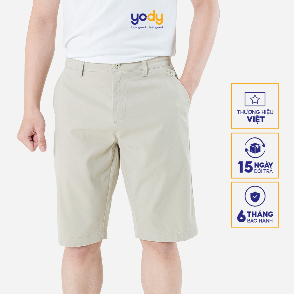 Quần lửng nam YODY ống đứng trẻ trung vải kaki dáng lửng ngang gối QSM5019