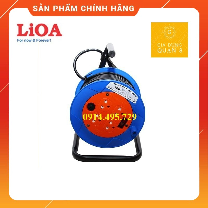 Ổ Cắm Kéo Dài Quay Tay Kiểu Rulo LiOA QN15-2-15A - Ổ Điện Kéo Dài 15m Xách Tay - Ổ Cắm Quay Tay Mini LiOA