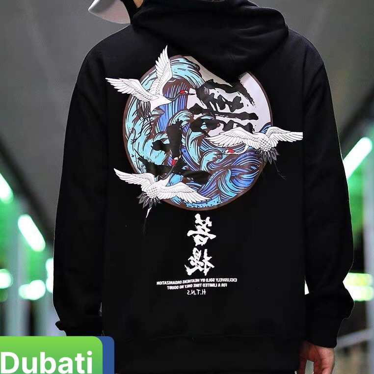 ÁO KHOÁC HOODIE NAM NỮ UNISEX CHẤT NỈ DÀY PHOM FROM RỘNG CON HẠC UNISEX PHONG CÁCH SIÊU SANG CHẢNH- DUBATI FASHION