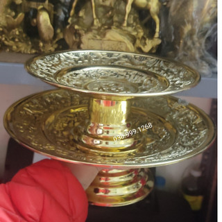 Mâm ngũ quả mâm bồng đĩa đựng trái cây bằng đồng nguyên chất 20 và 25cm đồ đồng thờ cúng
