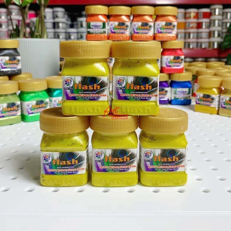 Màu nhũ Acrylic Ấn Độ Flash 50ml, Màu Vẽ Vải, Màu Sơn Tượng