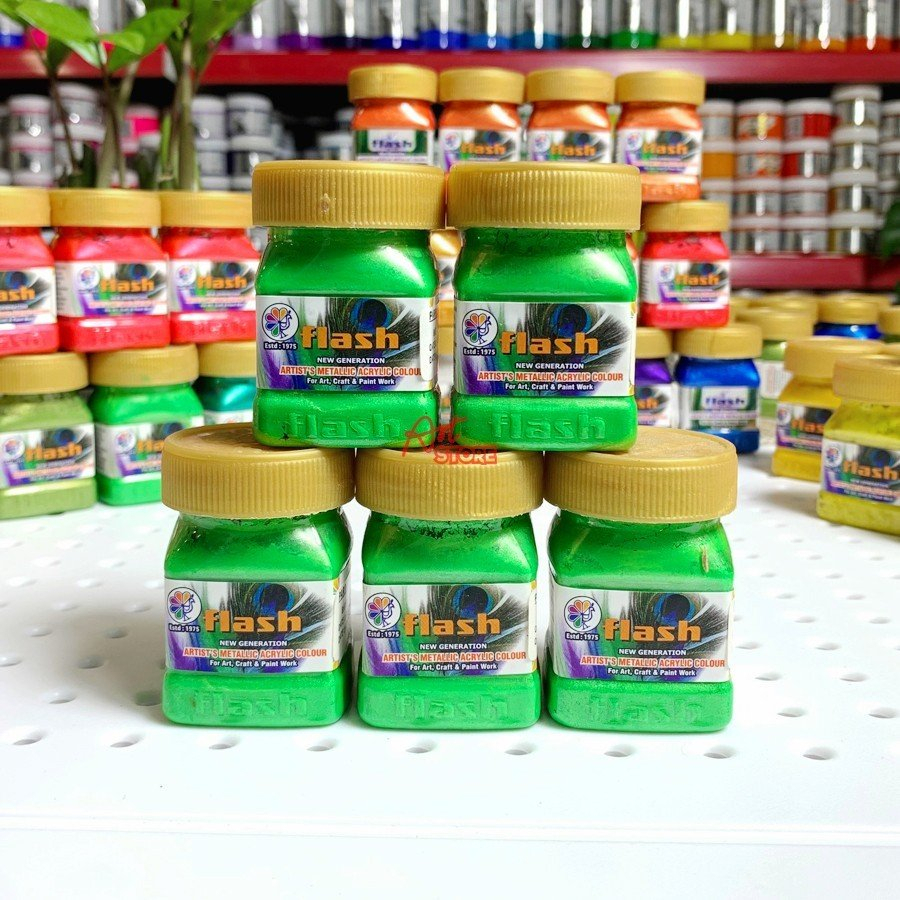 Màu nhũ Acrylic Ấn Độ Flash 50ml, Màu Vẽ Vải, Màu Sơn Tượng