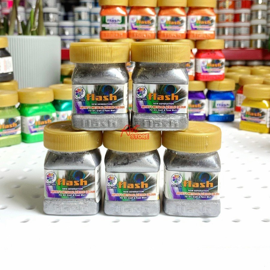 Màu nhũ Acrylic Ấn Độ Flash 50ml, Màu Vẽ Vải, Màu Sơn Tượng