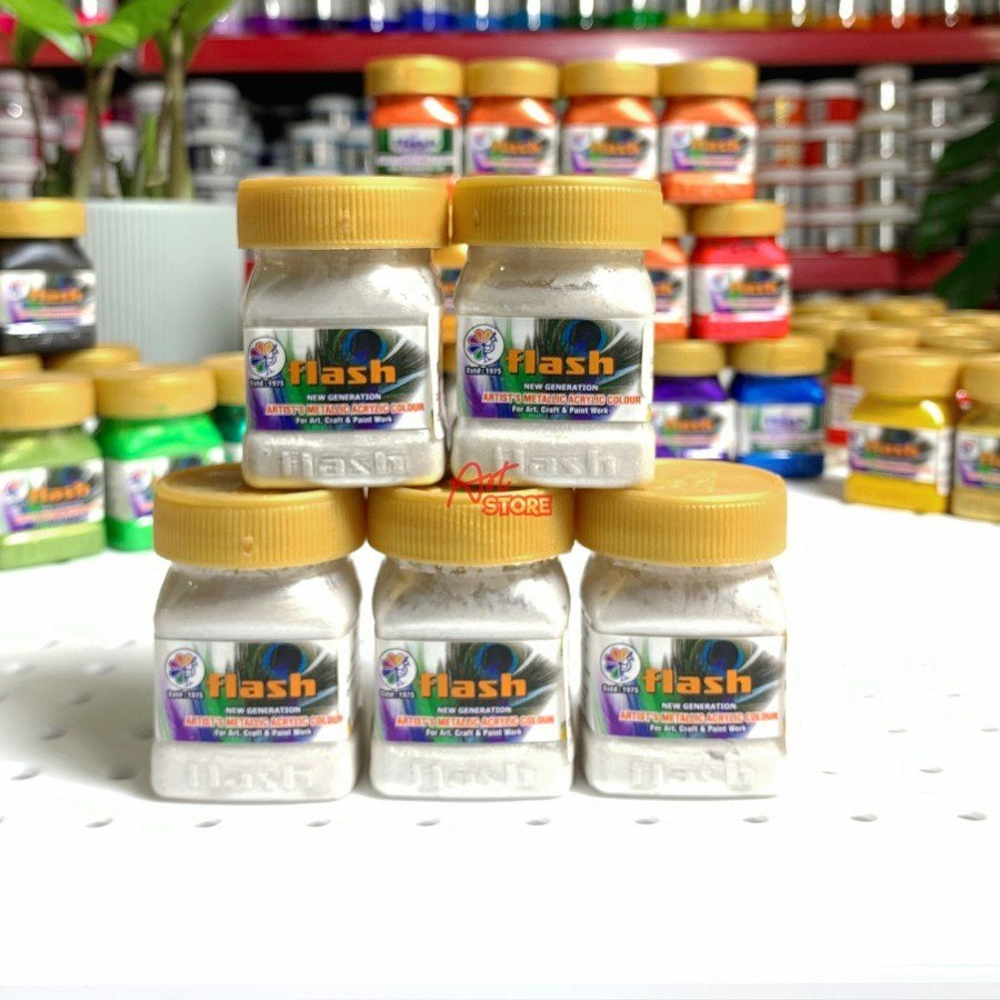 Màu nhũ Acrylic Ấn Độ Flash 50ml, Màu Vẽ Vải, Màu Sơn Tượng