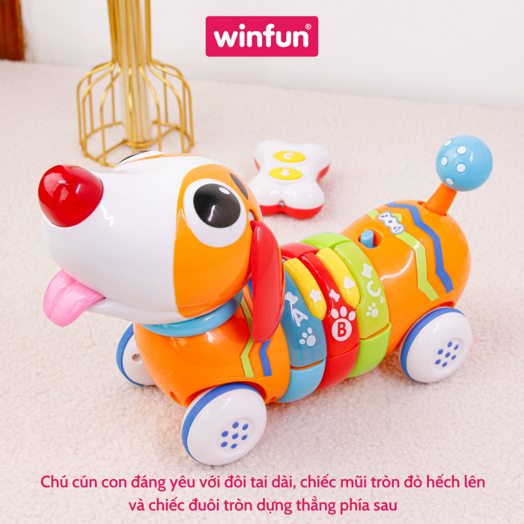 Đồ chơi thông minh điều khiển từ xa Winfun 1142 cho bé hình cún con cầu vồng có phát nhạc