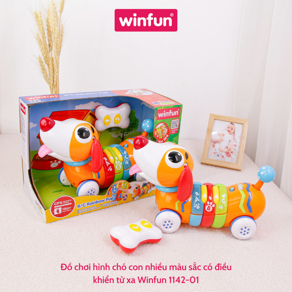 Đồ chơi thông minh điều khiển từ xa Winfun 1142 cho bé hình cún con cầu vồng có phát nhạc