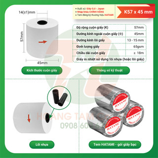 Combo 80 cuộn giấy in nhiệt, giấy in bill k57*45 hatami
