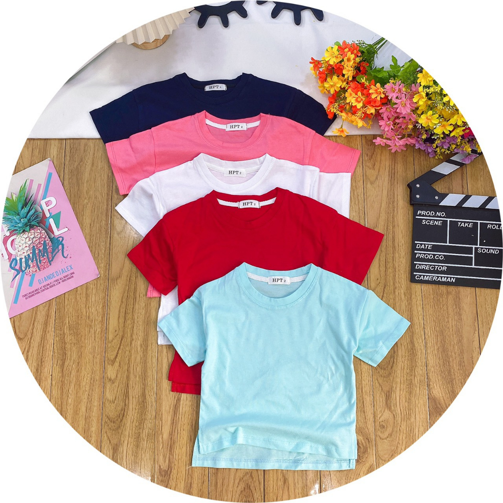 25-40kg Áo Thun Bé Gái Dáng Thụng, áo thun màu trơn cho bé gái SIZE ĐẠI