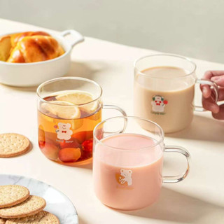 (HOT 2024) Cốc Gấu trắng có quai kiểu Nhật 320ml xinh xắn đáng yêu, Ly thủy tinh chịu nhiệt ko chì