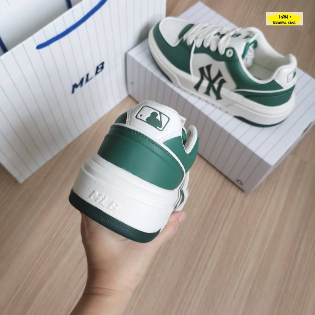 Giày MLB Chunky Liner NY xanh 1:1, Giày MLB Chunky Liner White Green, Giày nam nữ MLB chunky liner cổ thấp