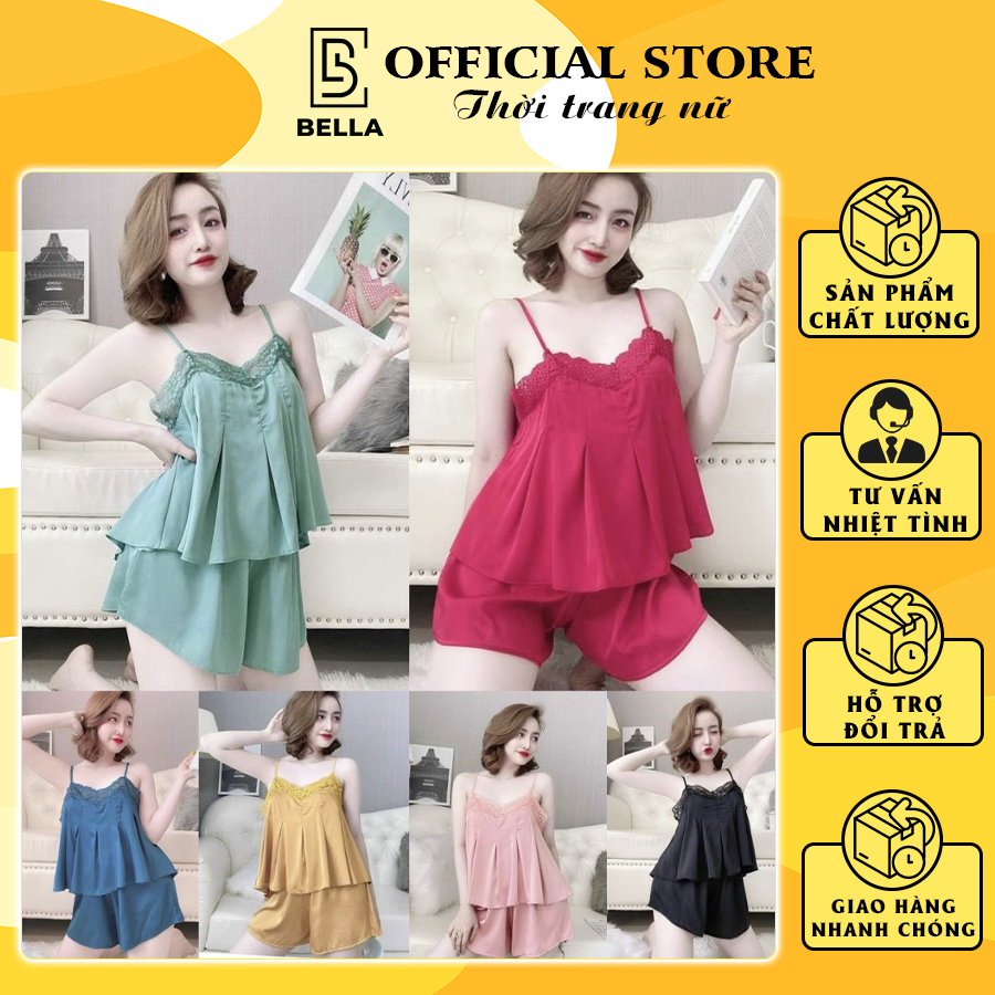 Bộ đồ ngủ nữ sexy Bella.boutique0202 - Set đồ ngủ nữ 2 dây quần đùi hở lưng, bộ ngủ mặc nhà sexy