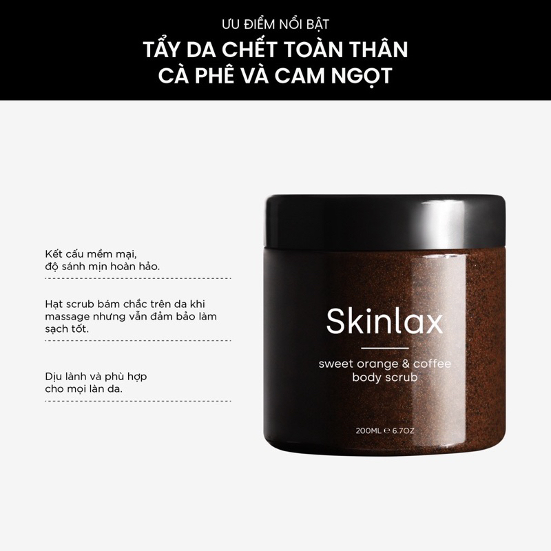 Tẩy Da Chết Toàn Thân Cà Phê Cam Ngọt Skinlax 200ml