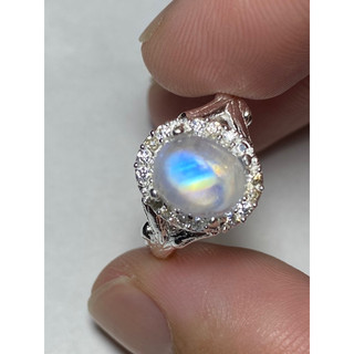 Nhẫn bạc đá Moonstone thiên nhiên.