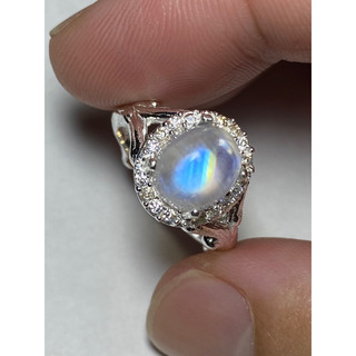 Nhẫn bạc đá Moonstone thiên nhiên.