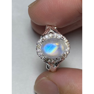 Nhẫn bạc đá Moonstone thiên nhiên.