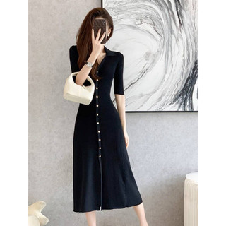 Đầm/váy Dáng A Đen VADLADY BY NEED Chất Liệu Len Tăm Mỏng Mềm Mát Dáng Dài Thanh Lịch N957