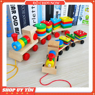 Đồ chơi tàu hoả lắp ráp bằng gỗ. Tàu hỏa 3 toa cho bé
