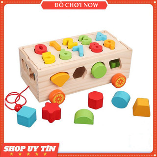 Đồ chơi thả hình khối cho bé. Xe kéo thả hình khối và số