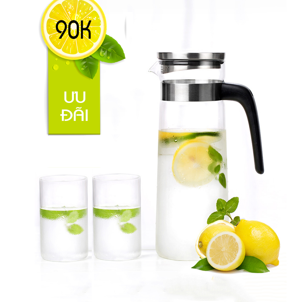Bình đựng nước thủy tinh chịu nhiệt cao cấp Family S069 1500ml - Bình nước thủy tinh DUNG TÍCH LỚN 1.5l Samahome Shop